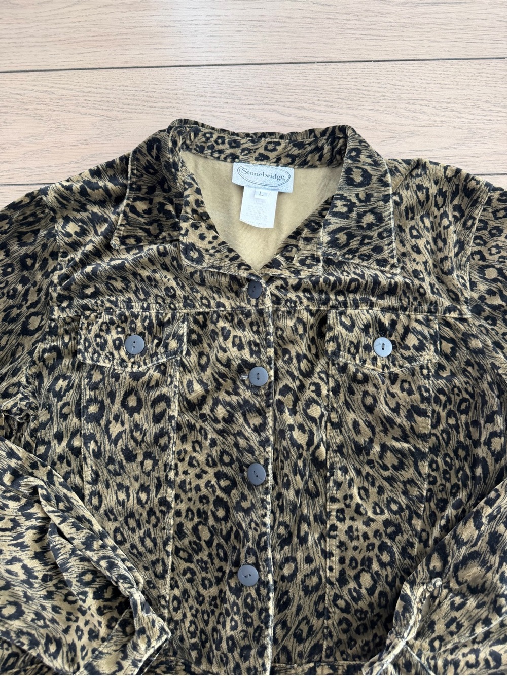Stonebridge Leopard Print Button-Front Jacket - Tan/Black